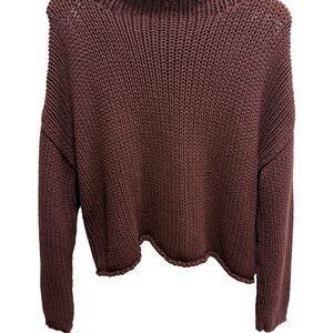 Elegant Brown Knit Turtleneck Sweater